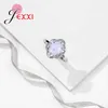 حلقات المجموعة بالجملة سعر المصنع 925 Sterling Silver Opal Prong إعداد إصبع المرأة هدية عيد ميلاد فتاة عالية الجودة