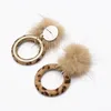 Dangle Earrings Korean Style Winter Cotton Fur Pom Ball For Women Girl Lepoard Printed Circle Drop Earring Holiday Party Jewelry