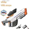 Gun Toys 2024 Full electric automatic water gun large capacity automatic water suction gun summer beach outdoor fighting toy240327