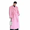 Iefb coreano uomo cappotto di lana casual risvolto doppio petto Lg Trench tinta unita maschile cappotto cintura 2023 tendenza autunno 9C2884 t7Yz #