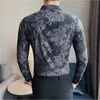 2022 Hommes Chemises Impression Busin Casual Dr Chemise Printemps Lg Manches Social Party Streetwear Blouse Plus Taille S-4XL l3bq #