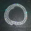 Ketten 5 Farben Hip Hop 3A Zirkon Gepflastert Bling Iced Out Frühling Taste 1 Reihe CZ Stein Tennis Link Kette Halsketten Für Männer Rapper Schmuck