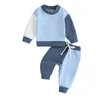 Set di abbigliamento per bambini Bambini da ragazzo Blocco color blocco a maniche lunghe a maniche lunghe pantaloni da jogger set da 2 pc abiti primaverili