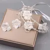 Collana orecchini set gioielli da sposa da sposa per le donne stile idilliaco fiore bianco capelli vite borchia donna copricapo da festa