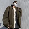 Houzhou Leopard مبطنة السترة Men Vintage Winter Trendy Imitati Sherpa Coat American American Warm Warm Warm Hip Hop 12th#