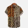 Chemises décontractées pour hommes Hawaii Y2k Tops imprimé léopard à manches courtes Harajuku T-shirt de fête de vacances surdimensionné chemisier à revers vêtements