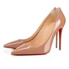 Projektant Red Bottom Obcasy luksusowe damskie ubieranie butów mokasyny na wysokim obcasie Patent Sandały z kostką