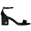 Tasarımcı Kadınlar Keira Barok Sandalet Ayakkabı Plak Patent Lezzeti Çıplak Siyah Çıplak Blok Topuk Lady Partisi Elbise Gladyatör Sandalias EU35-43