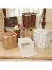 Laundry Bags Wicker Rattan Hamper Toy Dirty Clothes Storage Box With Lid Finishing Large