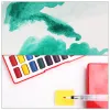 Tags 24/36/48 kleuren Effen waterverfset met kwast Draagbaar aquarelpigment voor kinderen Geschenken Verfkunstbenodigdheden