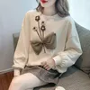 Felpe con cappuccio da donna Lavoro pesante Moda da donna Maglione girocollo Primavera e autunno Top a maniche lunghe Design Sense Versione coreana