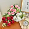 Fleurs décoratives 10 têtes artificielles pivoines en soie rouge rose de mariage mariée bouquet de bricolage vase de bricolage pour la pièce maître