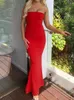 Casual Dresses Trendy Strapless Sexy Charming Fishtail Dress Ladies Party Simple Clothing Autumn Slim Solid High-waist Elegant Maxi