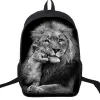 Backpack 16 Inch Angry Lion Backpack Animals Elephant Wolf School Bag Teenager High Quality Bookbag Children Backpack Men Laptop Rucksack