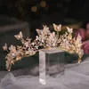 Hårklämmor Barrettes Bridal Crown Baroque Pearl Rhinestone and Tiara Butterfly Hairband Accessories Princess Bride Tiaras Drop Deliver Otkp5
