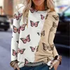 Women's T Shirts Womens Long Sleeve Tops Casual Blouse Crew Neck Tunic Basic Floral Printed Tee Spring Ladies Sweatshirts