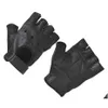 Gants de sport Nouvelle Mode Men039S Cuir Demi Doigt Sans Doigts Scène Conduite Solide Gants Noirs3862185 Livraison Directe En Plein Air Athlète Otxso