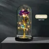 Fleurs décoratives colorées LED Rose en verre avec lumières lampe éternelle artificielle fête des mères cadeau de mariage