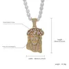 Collier avec pendentif croix papillon de Jésus plaqué or 14 carats, bijoux de créateur avec diamants CZ glacés et breloques hip hop pour hommes avec collier de perles, accessoires de mode
