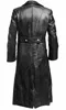 Mäns tyska klassiker WW2 Military Uniform Officer Black Leather Trench Coat Z472#