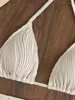 Vrouwen Badmode Sexy Witte Streep Bikini Sets Push Up Criss Cross Rok 3 Stuk Badpak Jarretel Backless Badpak cover 2024