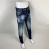 Мужские джинсы Уличная мода Мужчины Высокое качество Ретро Синие стрейч Slim Fit Винтаж рваные окрашенные дизайнерские хип-хоп брендовые брюки