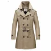 2024 Męska kurtka LG Trench Coats Spring Autumn British Style Busin Office Trench Solid Męska kurtka z podwójną piersią E59F#