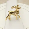 6PcsLot Christmas Fawn Napkin Ring Gold Silver Napkin Ring Metal Napkin Buckle Suitable For Wedding Holiday Party Supplies 240319