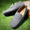 Men Casual Shoes Espadrilles Triple Black White Brown Wine Red Navy Khaki Mens Suede Leather Sneakers Slip On Boat Shoe Outdoor Flat Driving Jogging Walking 38-52 B104