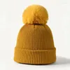 Berets 2024 Zima unisex dzianina kapelusz akrylowy zwykły wielki futro pompom mężczyźni kobiety ciepłe modne czapki
