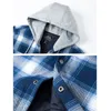 magcomsen Men's Hooded Flannel Jacket Winter Warm Coat Autumn Plaid Shirt Jacket Windbreaker with Hood M0ZL#
