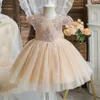 1-5Y bébé enfants robe de princesse pour les filles robe de mariée fantaisie sans manches paillettes fête anniversaire robe de baptême Pageant bébé robe 240322