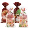 Emballage cadeau 50 / 100pcs Sacs de bonbons en cellophane transparents de Noël Sacs de bonbons de fête Biscuits avec attaches torsadées Fournitures de l'année