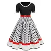 Party Dresses Polka Dot Swing Women Summer 2024 Hepburn Style V-Neck Short Sleeve Robe Pinup Vintage Rockabilly Office Dress