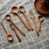 Spoons Wooden Spoon Fork Dinner Rice Soups Utensil Cereal Handmade Home Natural Safety Health Tableware Dinnerware Cutlery For Kitchen