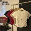 女性用Tシャツ夏の泡の手紙プリントコットンカジュアルスリムフィットトップラウンドネックショートスリーブTシャツシックな作物Y2K服