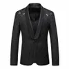 Chaqueta de Traje Ajustada a la moda para hombre ، esmoquin ajustado informal ، blazer floral jacquard ، chal de solapa ، traje de boda ، fiesta graduac g380#