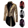 Party Sequin Sequin Glitter Jacket för män Stand Collar Nightclub Prom Suit Coat Shiny Embelled Stage Tuxedo Clothes Patch 64JX#