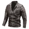 men's PU Leather Motorcycle Jacket, Slim Fleece Jacket, Spring Outdoor Coat, Casual Motor Biker, Autumn Fi 96du#