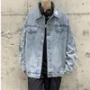 Loch Denim Jacke Männer Fi Lose Hip Hop Streetwear Mantel Solide Turn Dow Kragen Einreiher Herren Jean Jacken Männlich outwear K8QI #