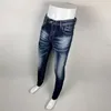 Мужские джинсы Уличная мода Мужчины Высокое качество Ретро Синие стрейч Slim Fit Винтаж рваные окрашенные дизайнерские хип-хоп брендовые брюки