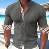 Männer Casual Hemden Frühling Sommer Baumwolle Leinen Hemd Mode Knopf Splice Streifen Designer Hawaii Einfache Bequeme Weiche Für Männer