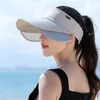 Baretten 2024 Zomerzon dames Koreaanse stijl Eenvoudig gestreept Intrekbare stekkerdoos UV-bescherming Air Top Hat