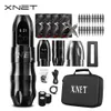 Xnet Titan Wireless Tattoo Machine Pen Kit Kernloser Motor mit zusätzlichem 38-mm-Griff 2400-mAh-Akku 80 Stück gemischte Patronennadeln 240315