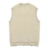 Men's Vests Streetwear Haruku Knitted 2024 Cut Hem Sleeveless Pullover Loose Casual Sweater Vest Tank Tops Men Women Spring