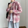 Camicie casual da uomo Camicia a quadretti per il tempo libero giapponese a maniche lunghe di marca alla moda stile Hong Kong