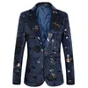 Hommes Floral Print Brzing Slim Fit Grande Taille 6XL Costume Manteau Fi Casual Mâle Banquet Blazer Veste u3QW #