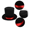 Berretti Mago Cappello a cilindro Nero Eseguito Carnevale Nightclub Bowler Jazz Stage T8NB