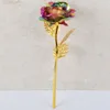 Ghirlande di fiori decorativi Romantico lamina d'oro placcato Rosa Simation Fiore colorato Rose dorate Festa della mamma San Valentino Regalo di anniversario Dhgkw