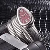 Relógio de quartzo feminino relógio de alta qualidade aço inoxidável cabeça cobra três anel diamante 35mm relógio marca designer